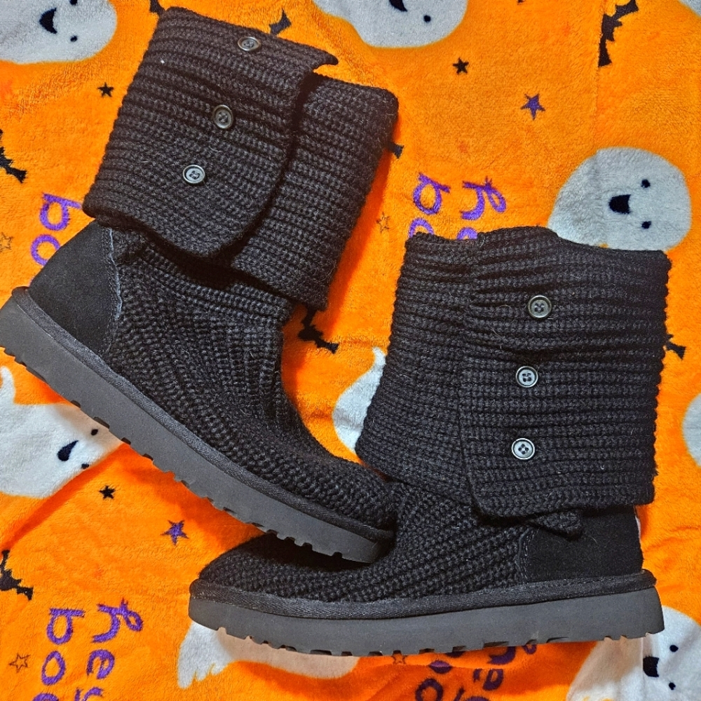 UGG Classic Cardi black sweater boots